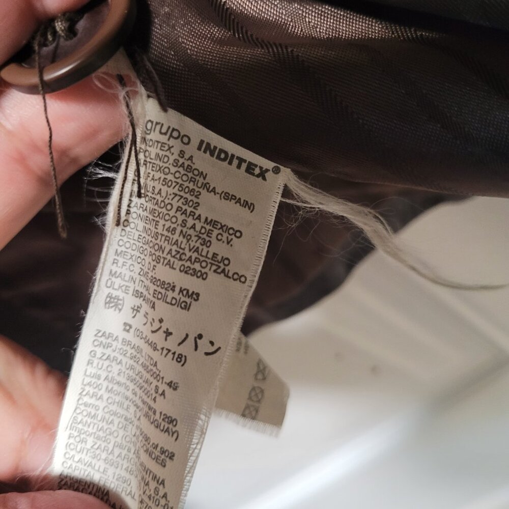 Zara leather trench coat men’s, brown size L - Picture 8 of 15